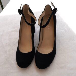Marc Fisher Black Suede Ankle Strap Block Heels 8.5M
